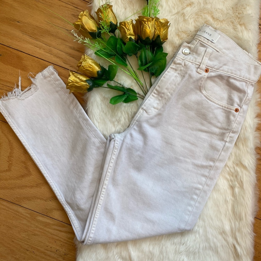 IRO White Distressed Fray Hemmed Jeans